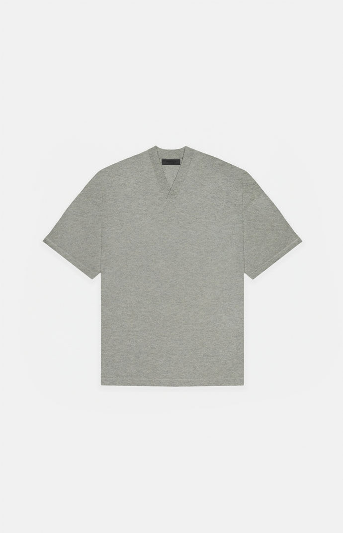 人気 ☆ FEAROFGOD ☆ V-NECK T-SHIRT DARK HEATHER OATMEAL Kids Fear of God Essentials Dark Heather Oatmeal V-Neck T
