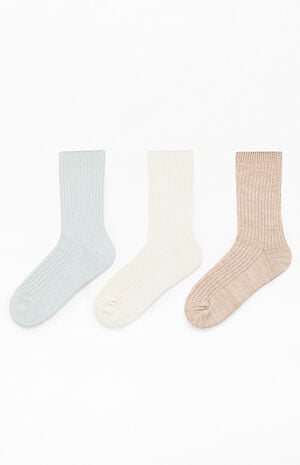 3 Pack Marled Neutral Crew Socks image number 2