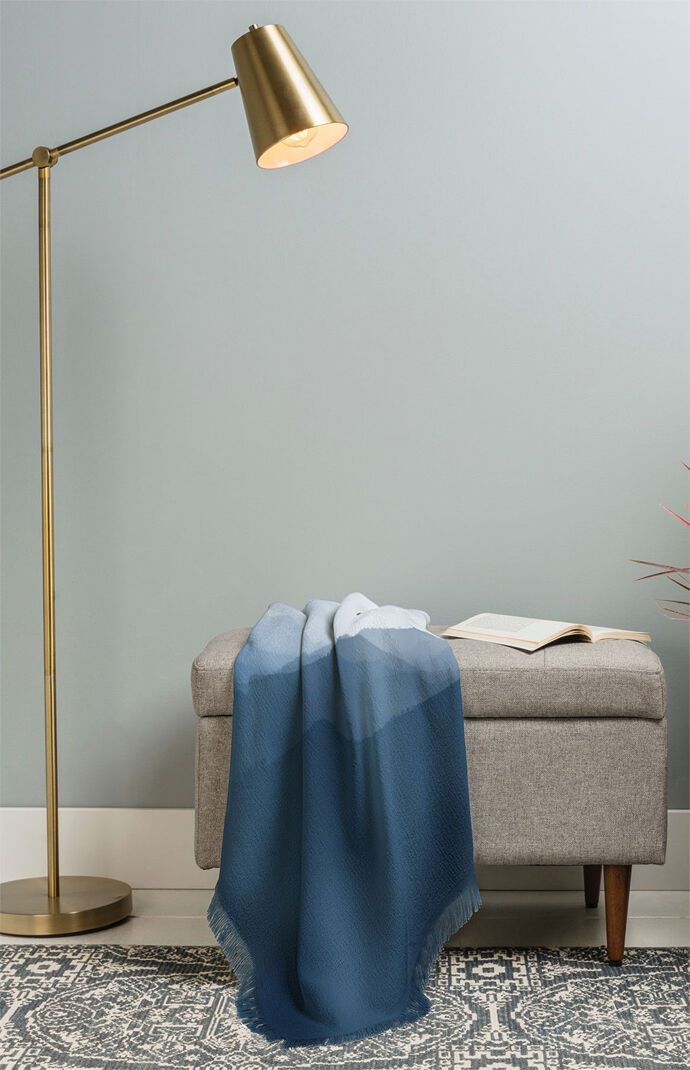 Hazy Morning Blues Woven Throw Blanket