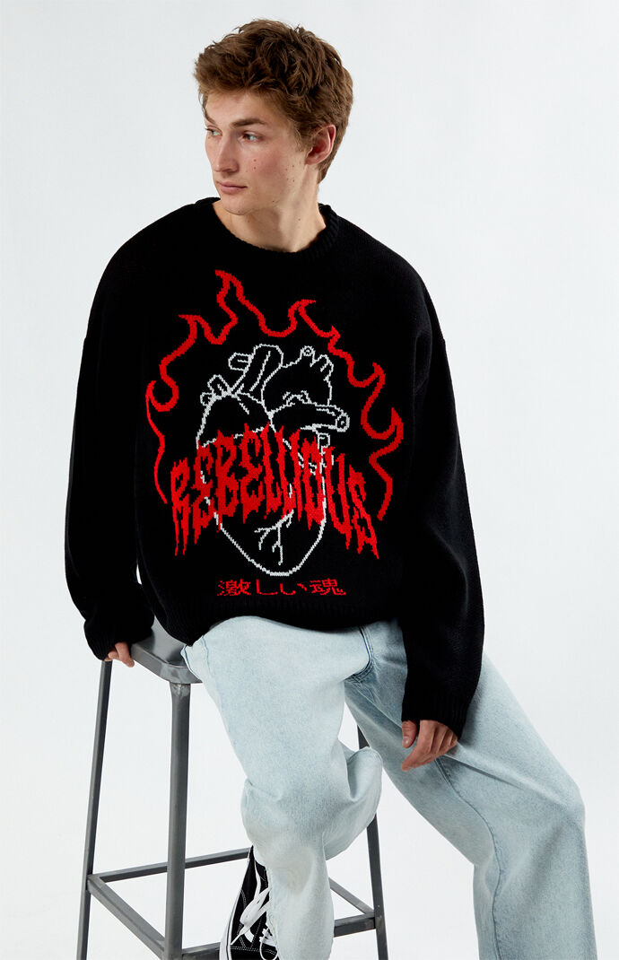 PAMEO POSE Burning Heart Sweater ブラック - メルカリ
