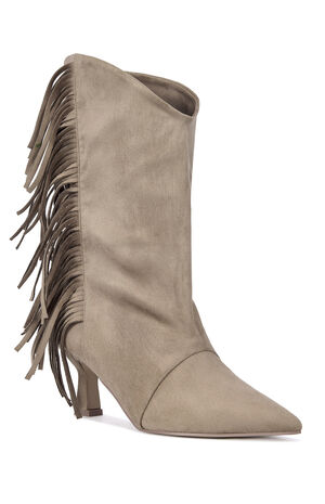 Women's Sariah Taupe Fringe Booties image number 2