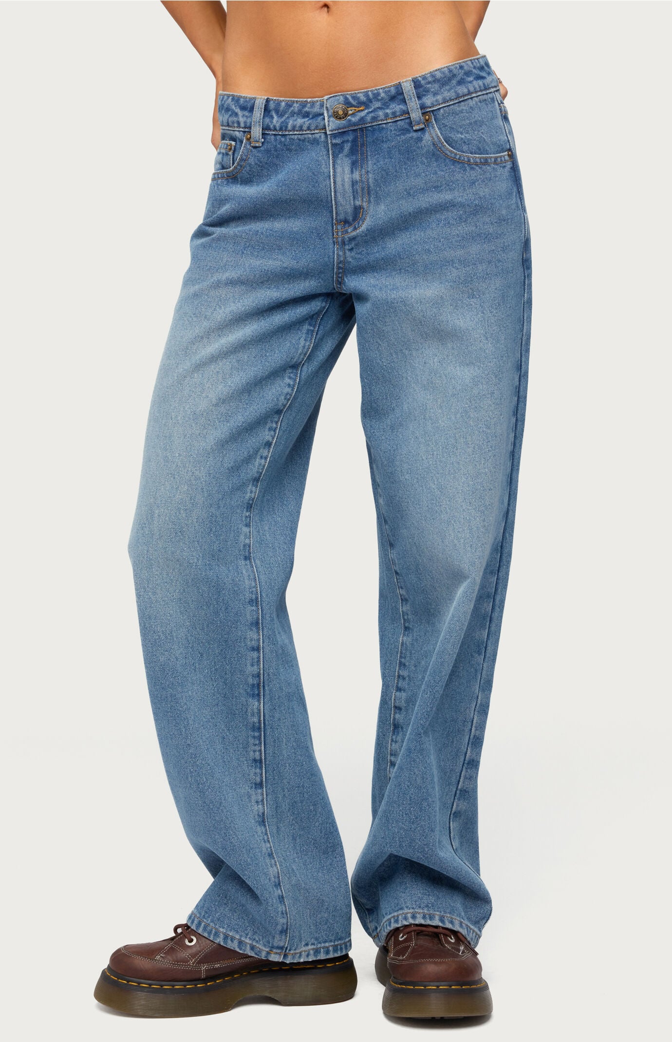 Edikted Breslin Low Rise Straight Leg Jeans