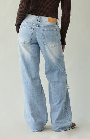 Casey Low Rise Baggy Jeans Ripped Knees Medium Indigo image number 5