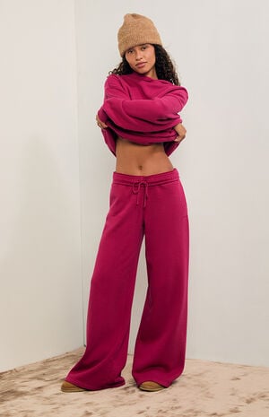 Berry Ultra Soft Fleece Baggy Sweatpants image number 1