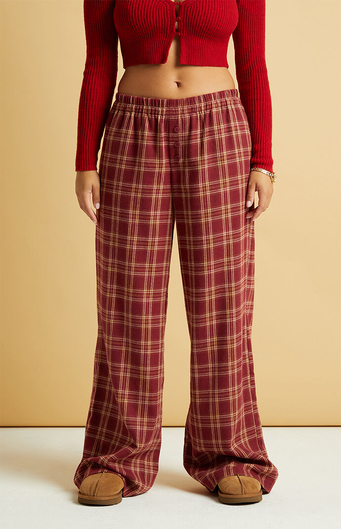 Pacsun red plaid pants deals
