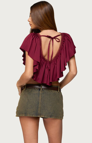 Deena Ruffled V Neck Top image number 3