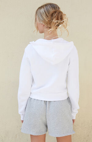 White Crystal Cropped Hoodie image number 4