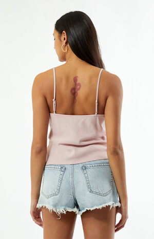 Lace Trim V-Neck Babydoll Tank Top image number 3