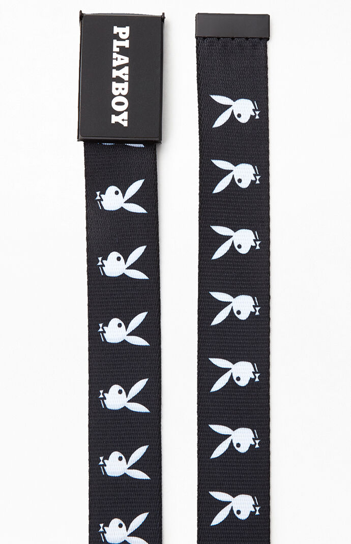 x Playboy Black & White Repeat Bunny Belt