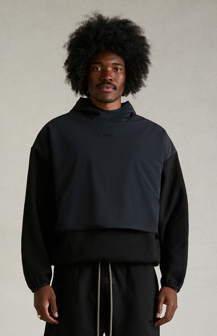 【ESSENTIALS】NYLON FLEECE HOODED SWEATER/ BLACK Fear of God Essentials Nylon Fleece Hooded Sweater Ink/Jet