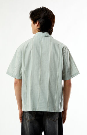 Sage Striped Oversized Camp Shirt image number 3