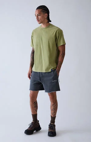 Black Vintage Washed Cutoff Fleece Sweat Shorts image number 2
