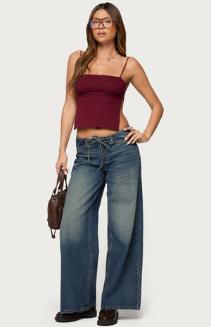 Niah Lace Up Low Rise Baggy Jeans image number 5