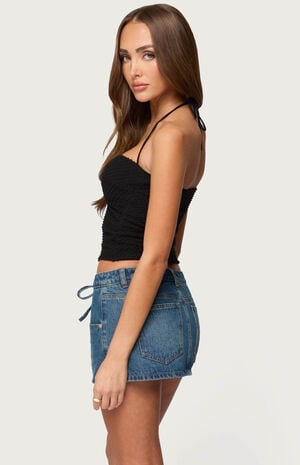 Zoee Twisted Textured Halter Top image number 3