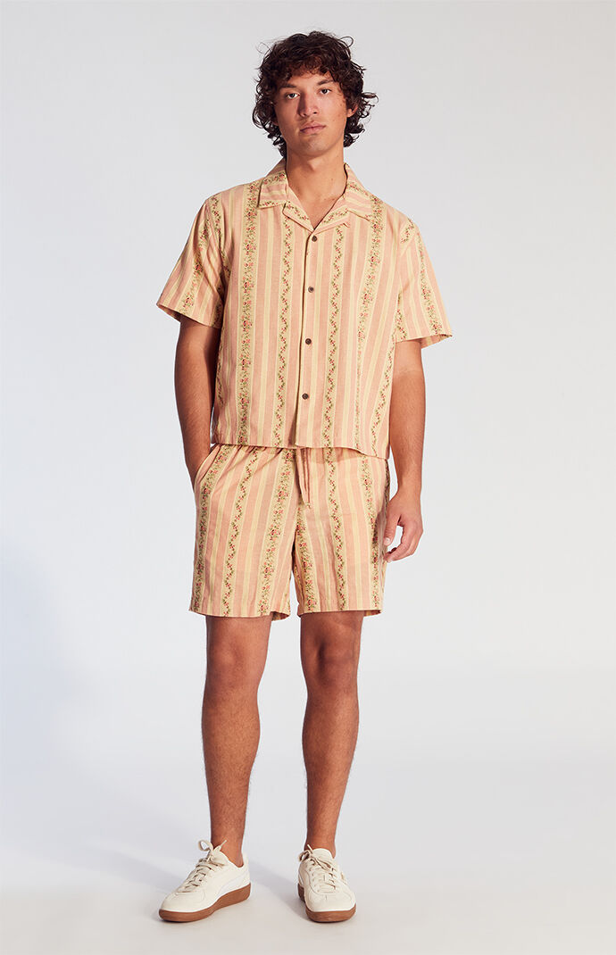 Pacsun Coral Striped Floral Volley Shorts | Pacsun