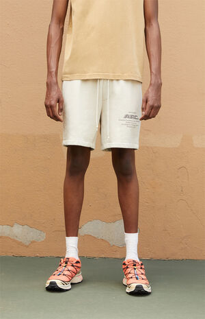 Cream Fleece Sweat Shorts image number 2