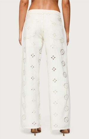 Eyelet Low Rise Wide Leg Jeans image number 3