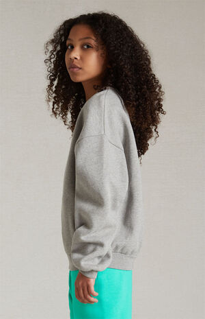 Essentials Dark Heather Oatmeal Crew Neck Sweatshirt image number 2