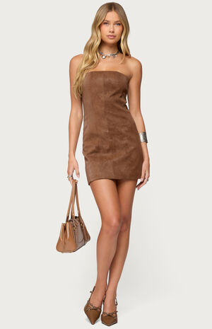 Carina Strapless Faux Suede Mini Dress image number 5