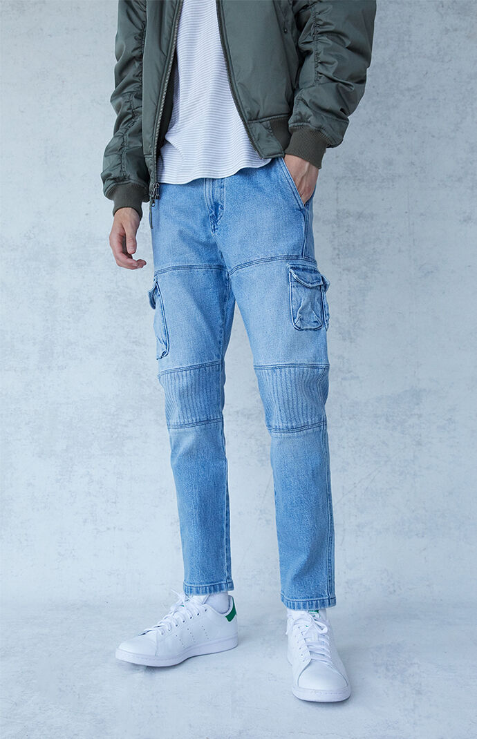 Medium Indigo Skinny Cargo Jeans