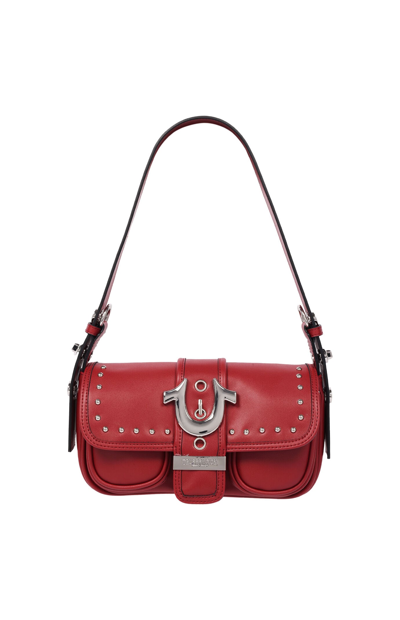 True Religion Red Smooth Moto Studded Shoulder Bag