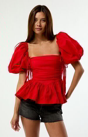Cherry Jacinta Puff Sleeve Top image number 1