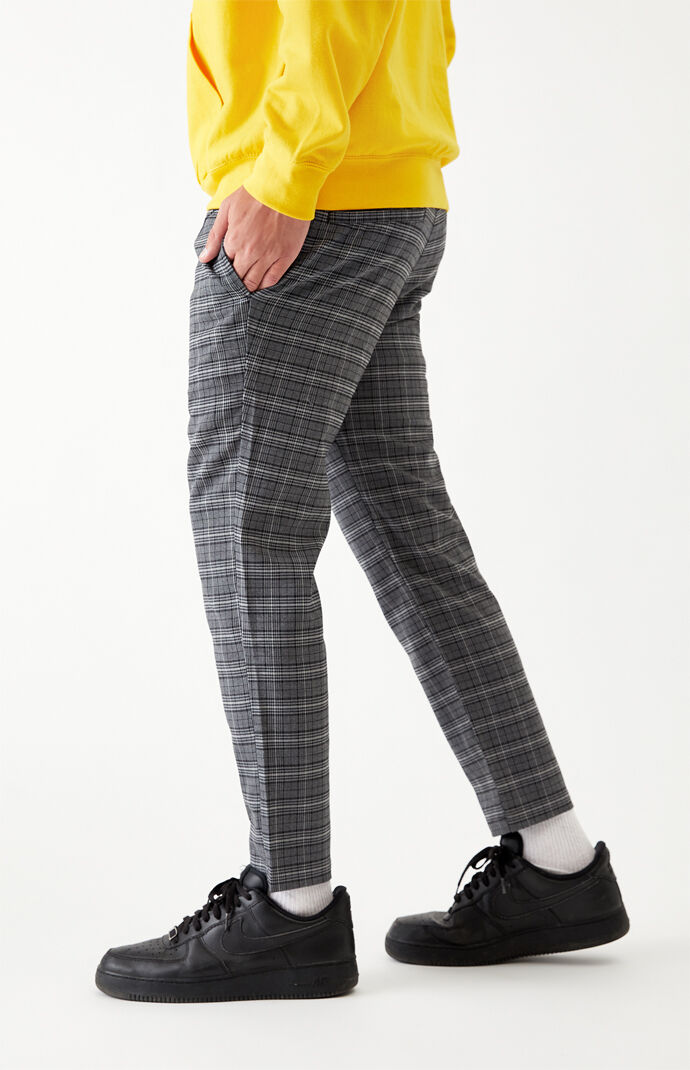Gray Plaid Menswear Trouser Pants