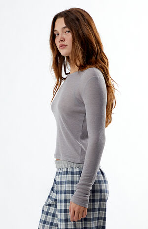 Ribbed Crew Neck Long Sleeve Top image number 3