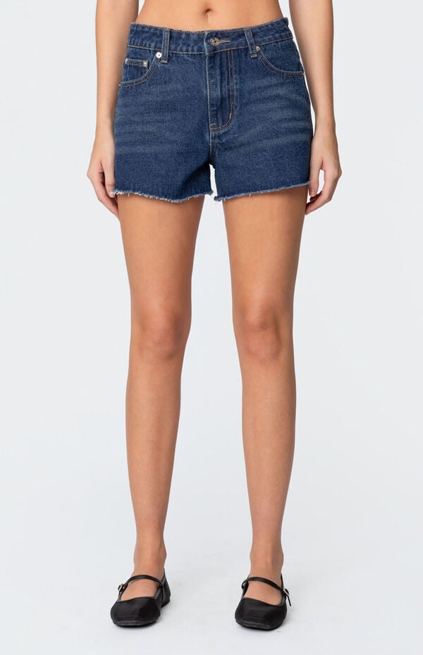 Edikted Sahara High Rise Denim Shorts
