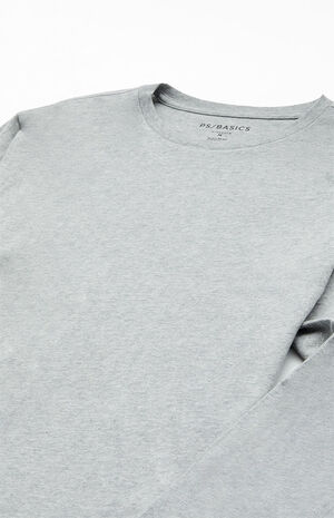 Heather Gray Basic Solid Scallop Long Sleeve T-Shirt image number 2