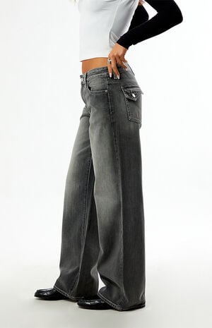 Casey Low Rise Baggy Jeans Button Pocket Gray image number 3