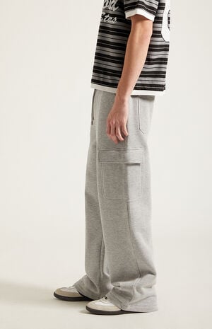 Gray Fleece Extreme Baggy Cargo Sweatpants&nbsp; image number 3