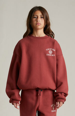 Kids Crimson University Fleece Crew Neck Sweatshirt image number 2