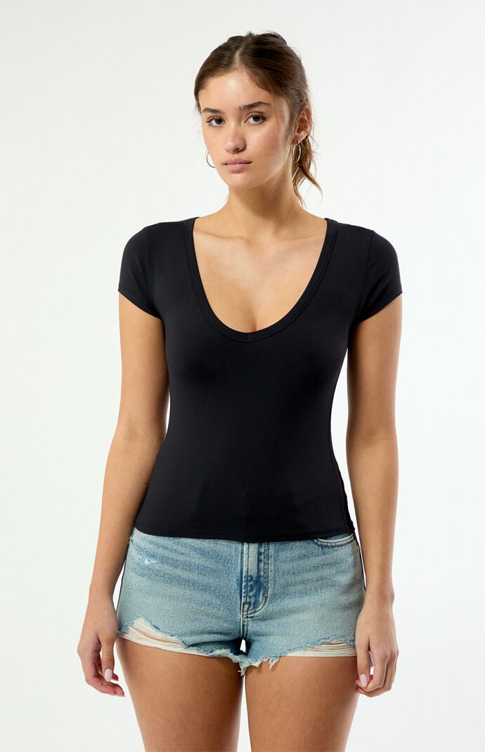 Your Favorite Lucy Deep V Short Sleeve Top
