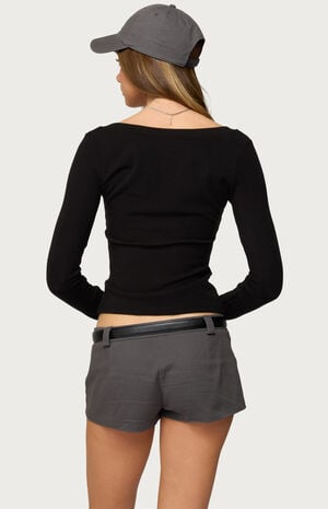 Larna V Neck Ribbed T-Shirt image number 3