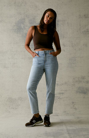 Light Blue Curve Straight Leg Jeans image number 2
