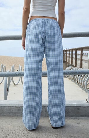 Light Blue Plaid Anastasia Baggy Sweatpants image number 4