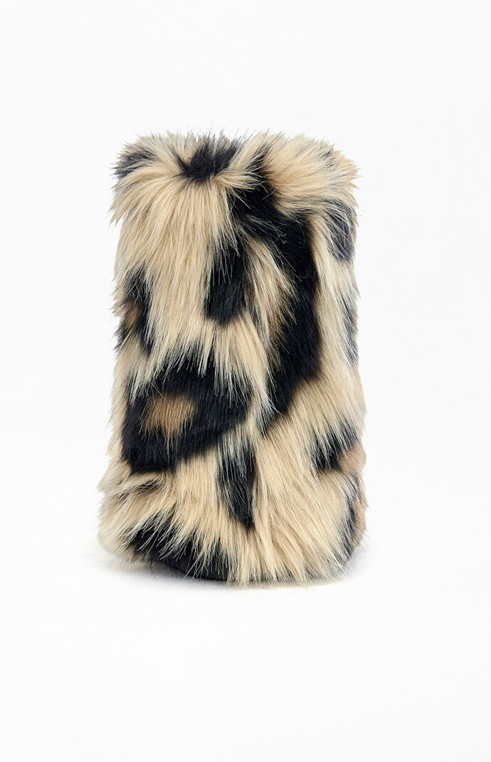AZALEA WANG Women's Albert Brown Leopard Faux Fur Flat Booties