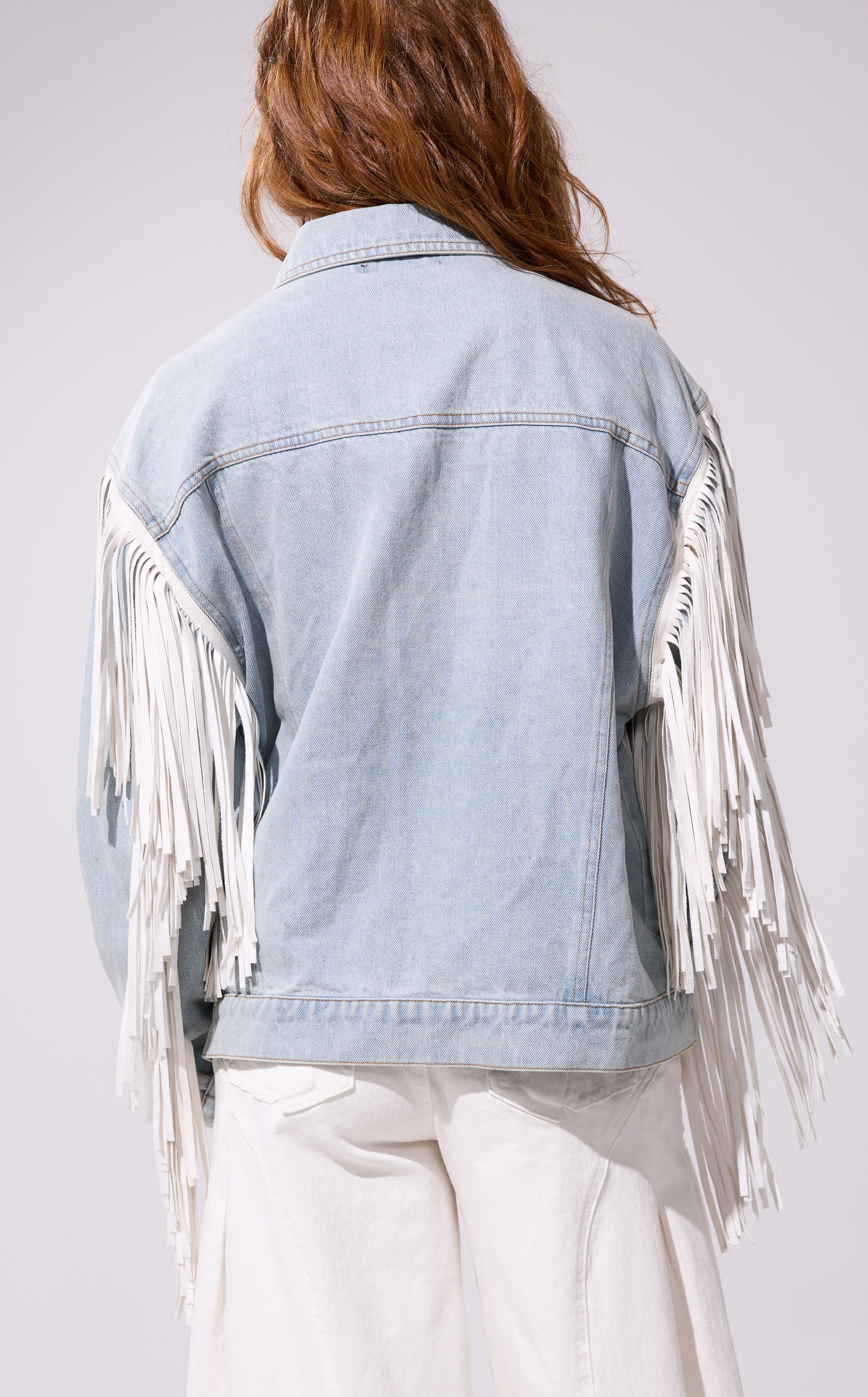 AZALEA WANG Arla Denim Fringe Jacket