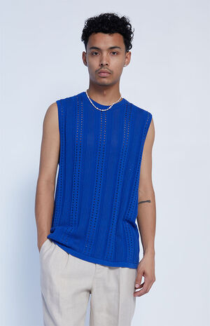 Royal Blue Knit Sweater Tank Top image number 1
