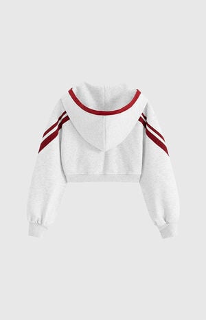 Contrast Cropped Striped Zip Up Hoodie image number 5