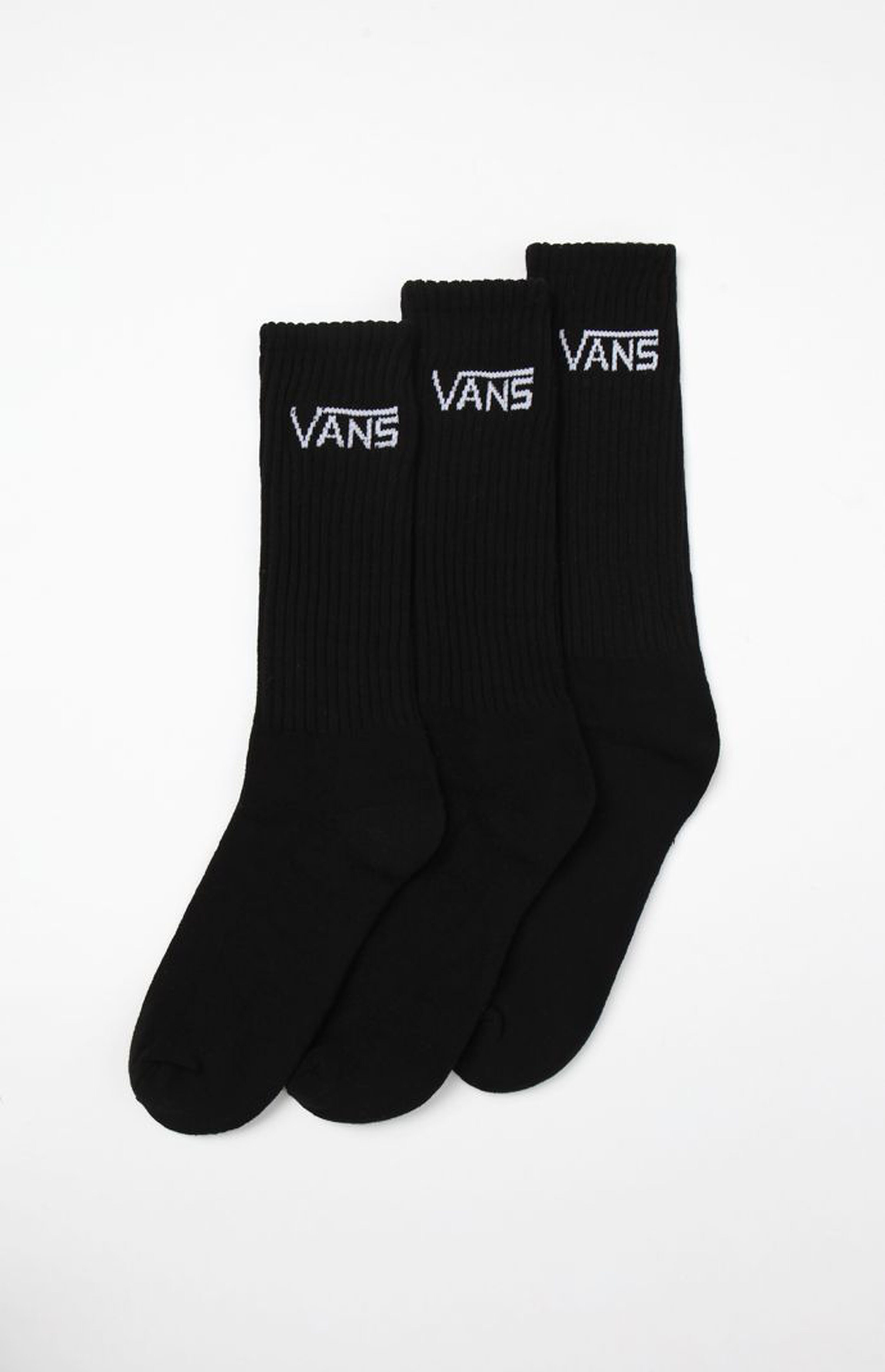 Vans Classic Black Crew Socks 3 Pair Pack PacSun