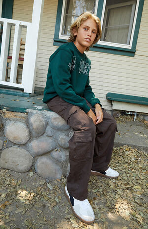 Stretch Brown E-Waist Porter Baggy Cargo Pants image number 1