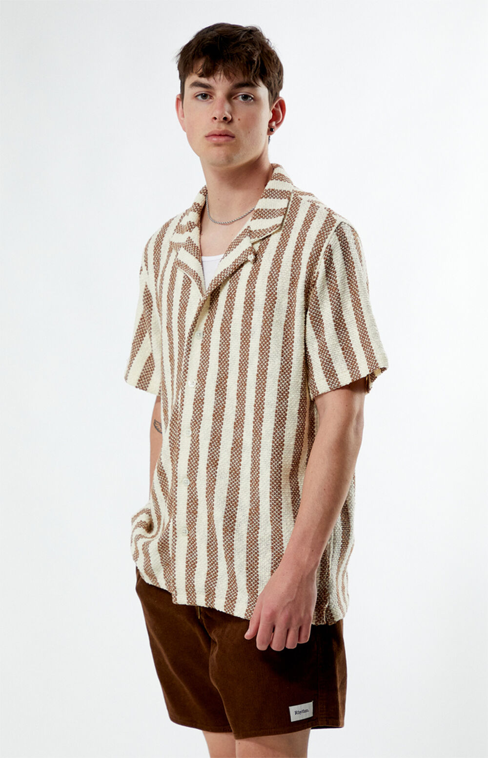 Silk Laundry Cotton Camp Shirt (Storm Stripe)