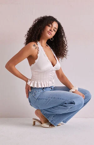 Bella Lace Trim Halter Top image number 4