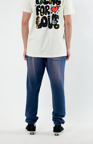 Navy Acid Wash Jogger Sweatpants image number 4