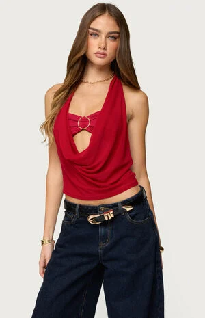 Issey Layered Bra Cowl Neck Top image number 1