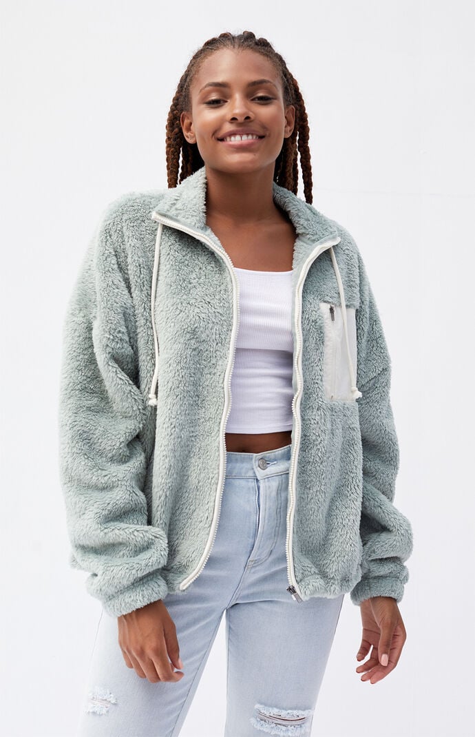 PacSun Celine Sherpa Full Zip Sweatshirt PacSun