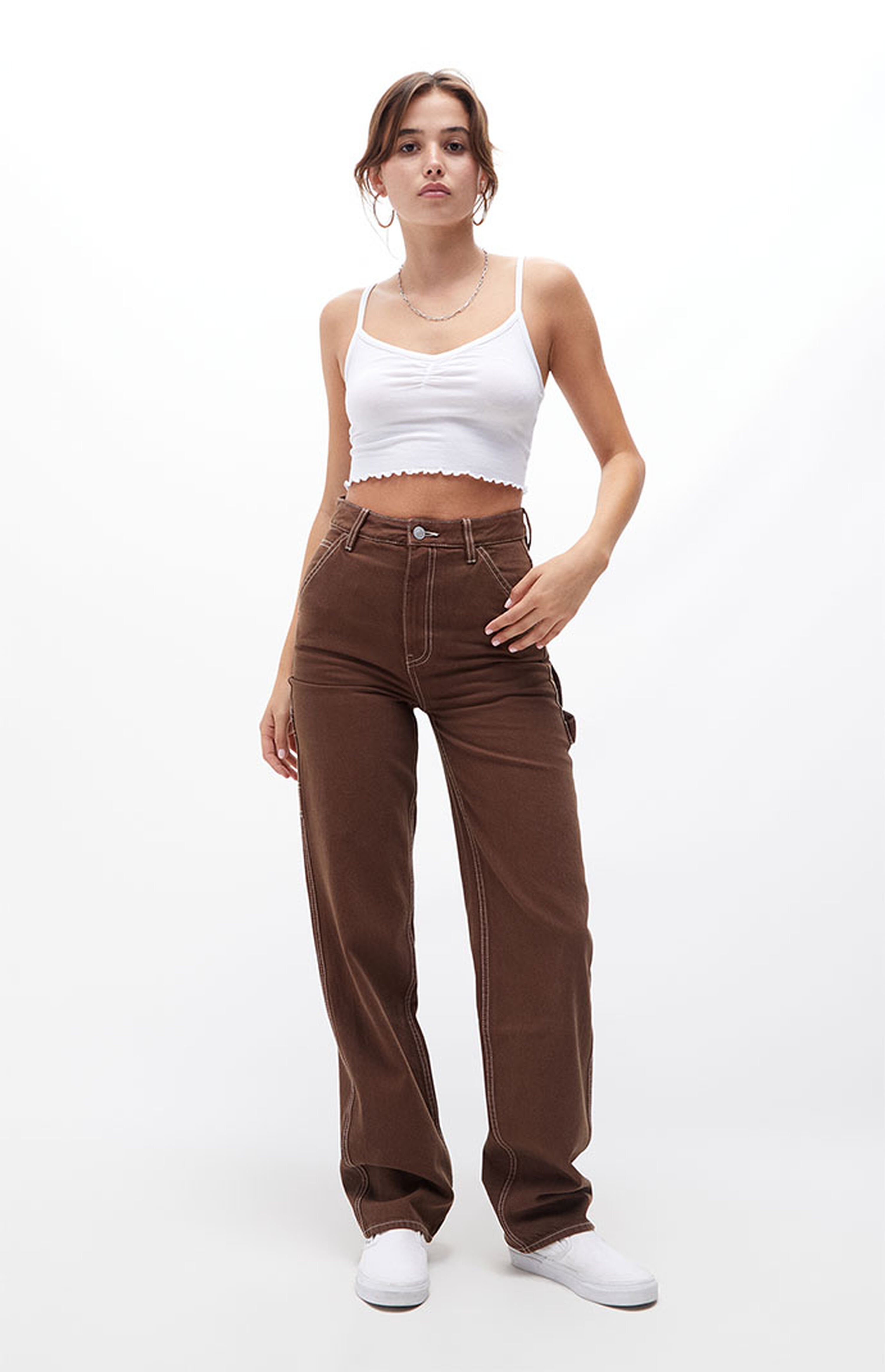 PacSun Brown Boyfriend Carpenter Pants PacSun
