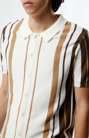Tan Button Down Polo Shirt image number 2